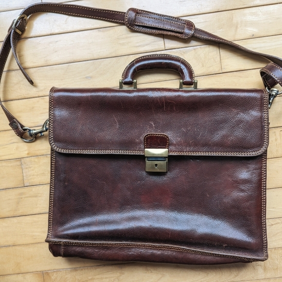 100% Italian leather messenger bag / briefcase - Picture 1 of 7